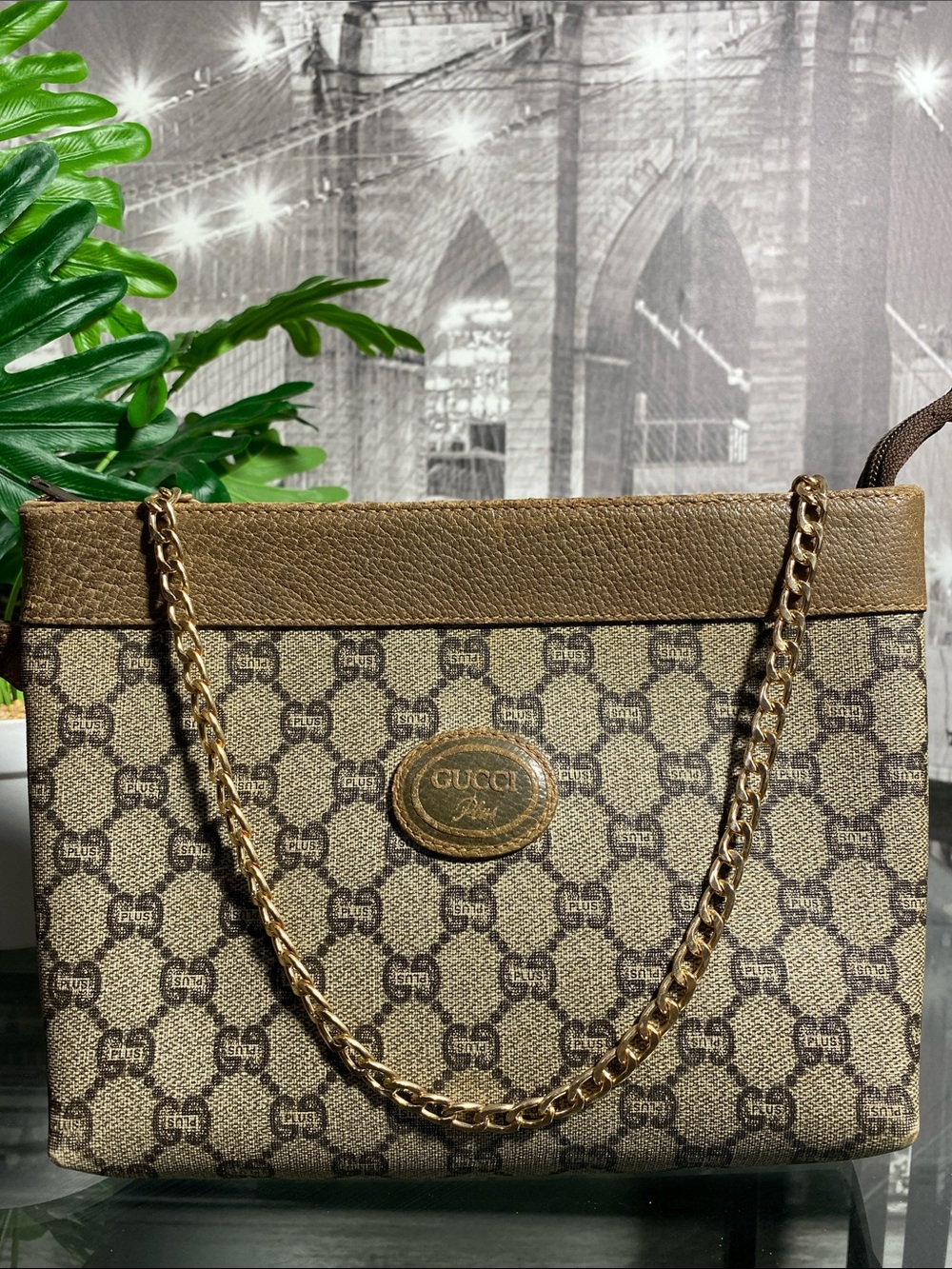 Authentic Gucci GG Plus Vintage Pouch Clutch bag